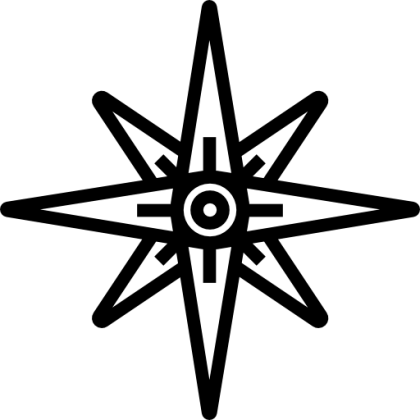 Black Compass Star Icon for Navigation
