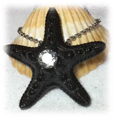Black Starfish Necklace with Gem