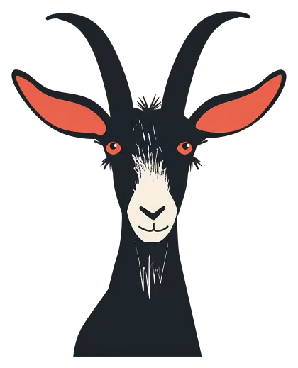 Artistic Black Goat Illustration with Horns