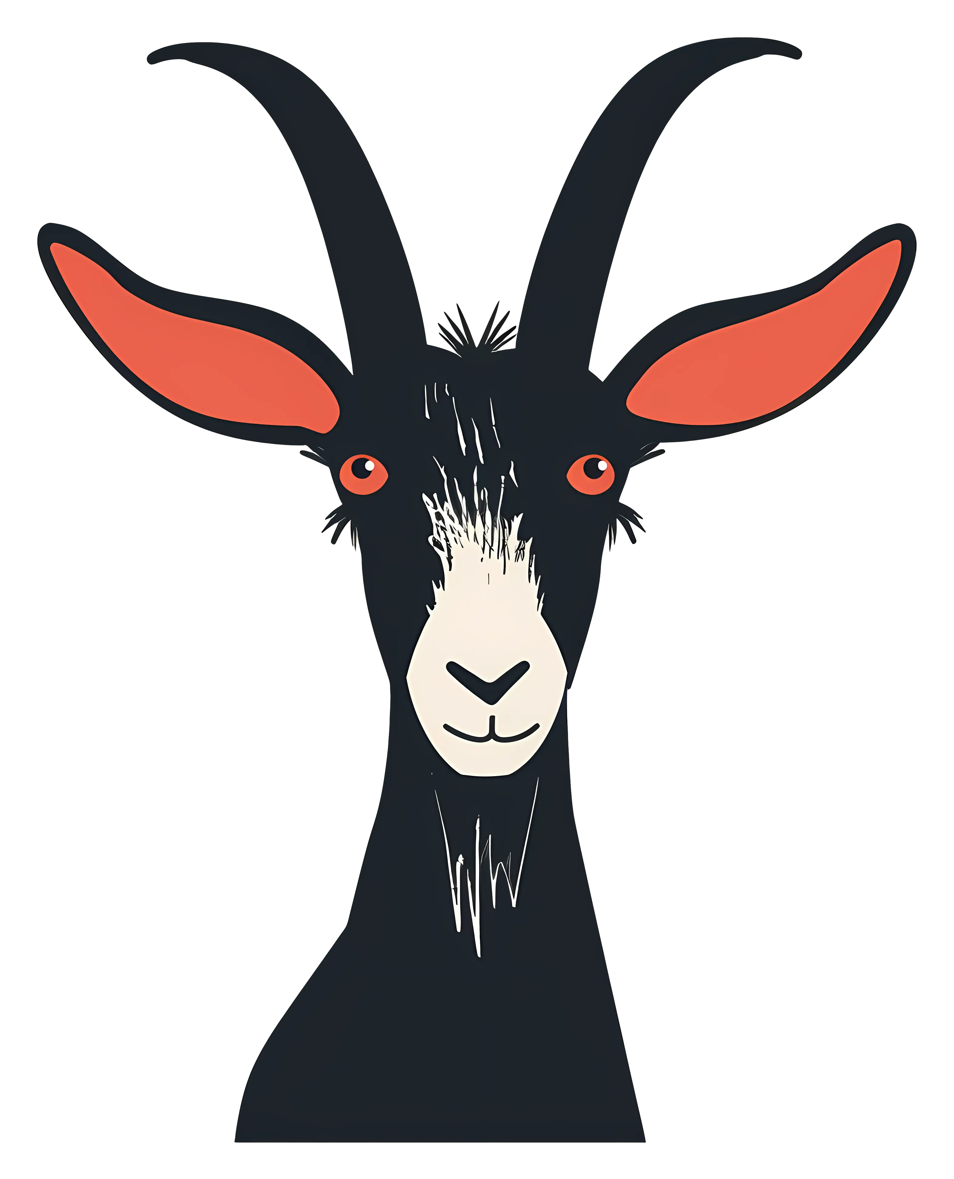 Artistic Black Goat Illustration with Horns