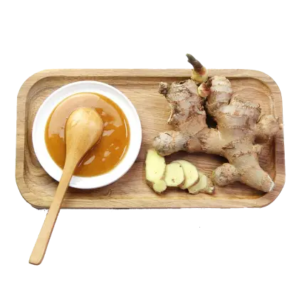 Ginger and Honey on Wooden Tray