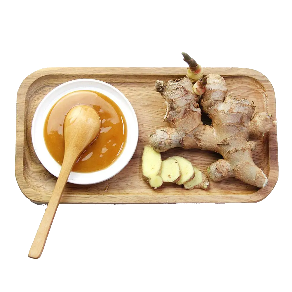 Ginger and Honey on Wooden Tray
