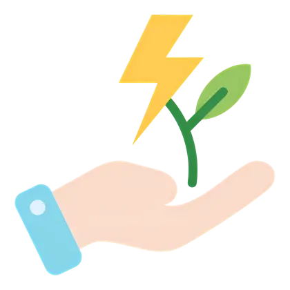 Hand Holding Plant with Energy Symbol