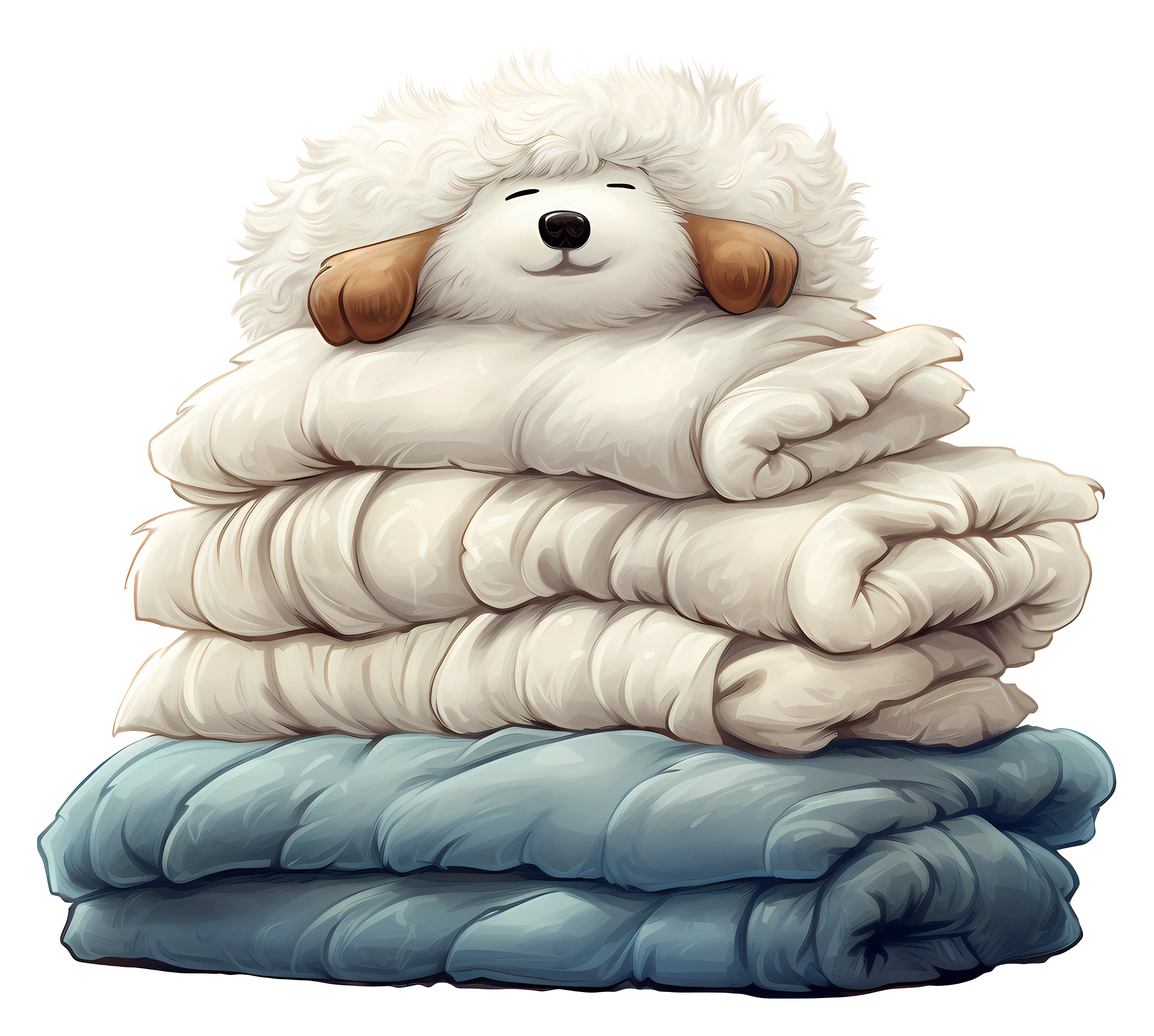 Stack of Blankets with Dog
