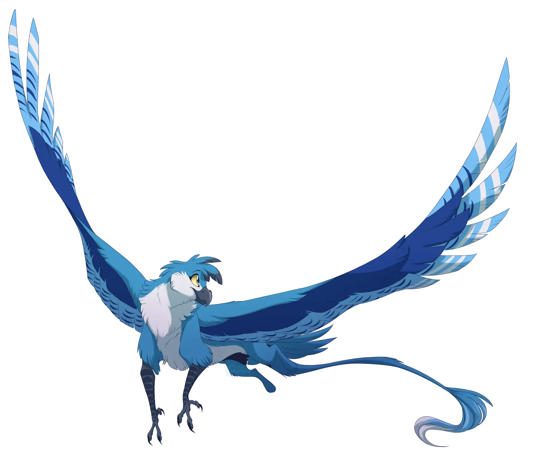 Mythical Blue Bird with Wings Spread