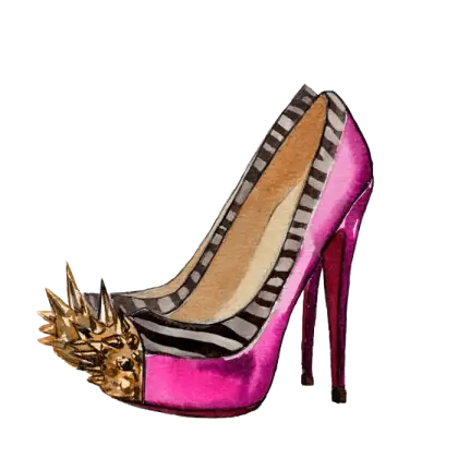 Pink High Heel with Spikes and Zebra Pattern