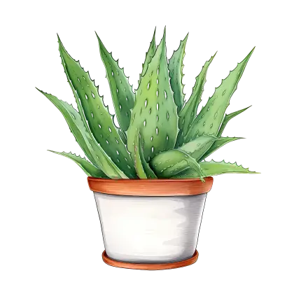 Green Aloe Vera in Ceramic Pot