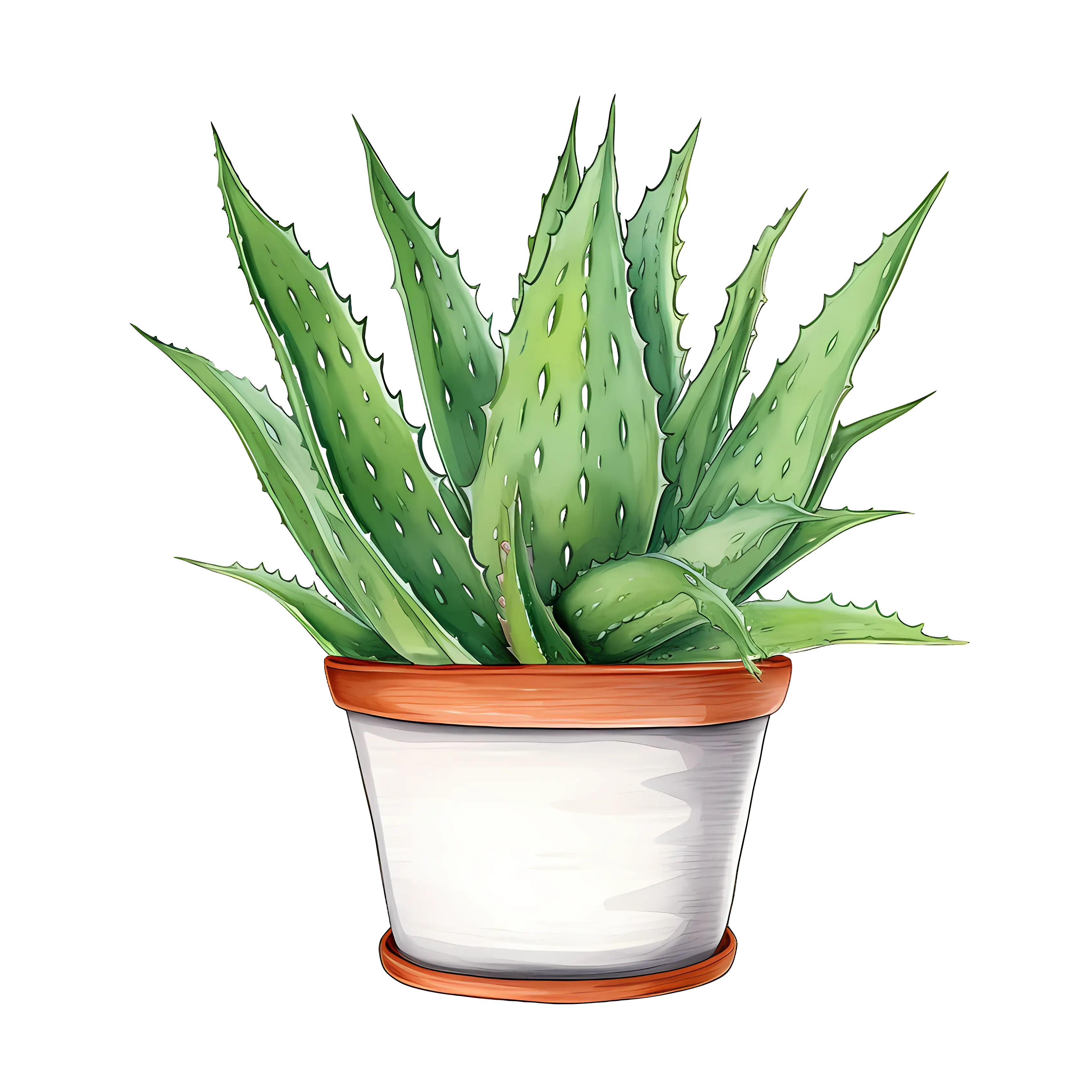 Green Aloe Vera in Ceramic Pot