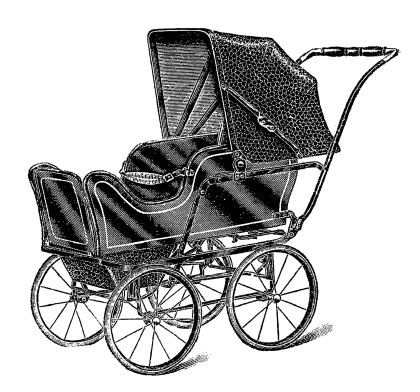 Antique Baby Stroller in Black and White