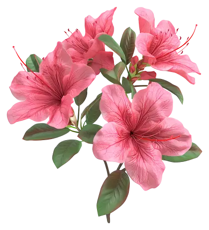 Pink Flowers with Leaves Design