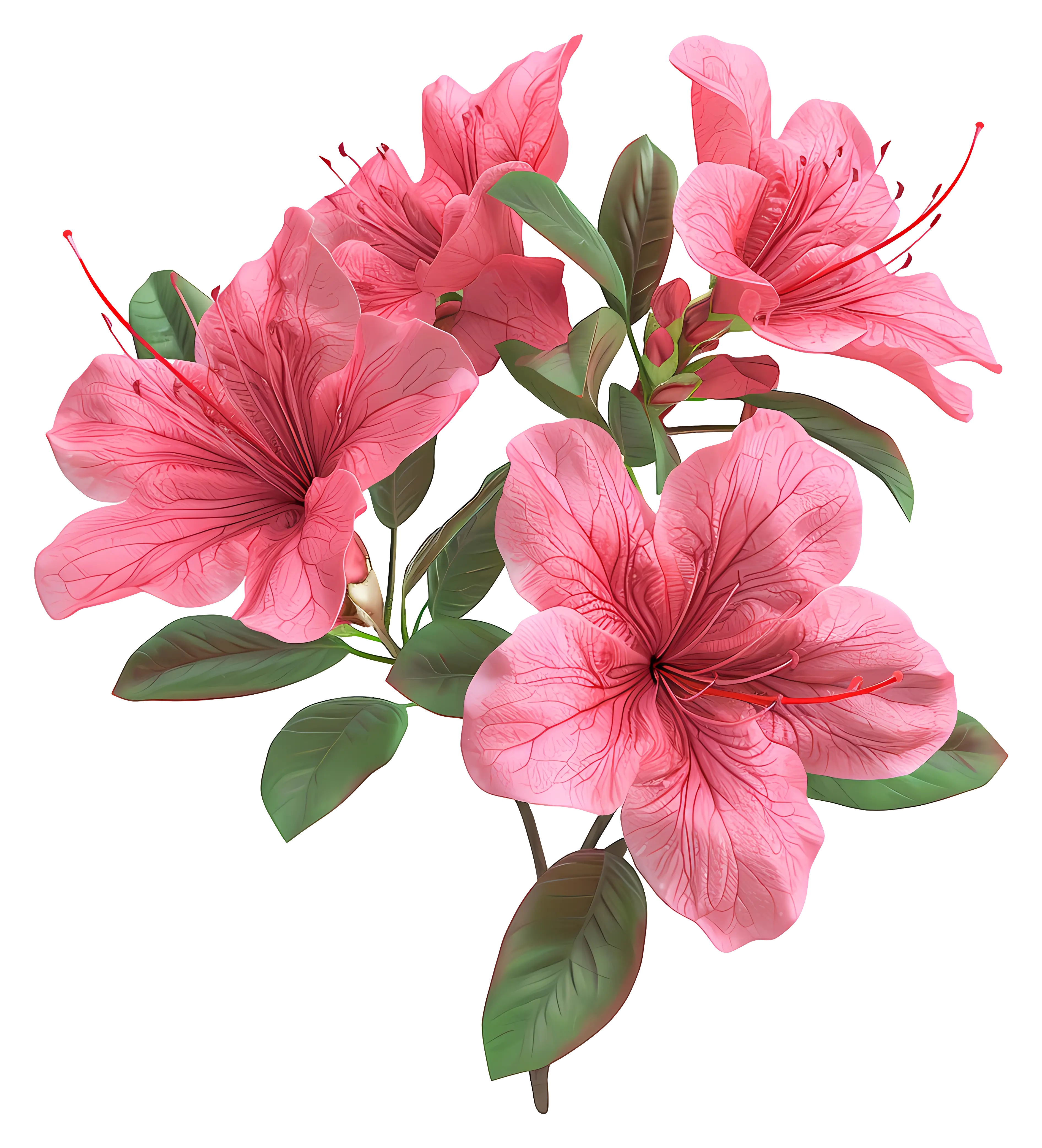 Pink Flowers with Leaves Design