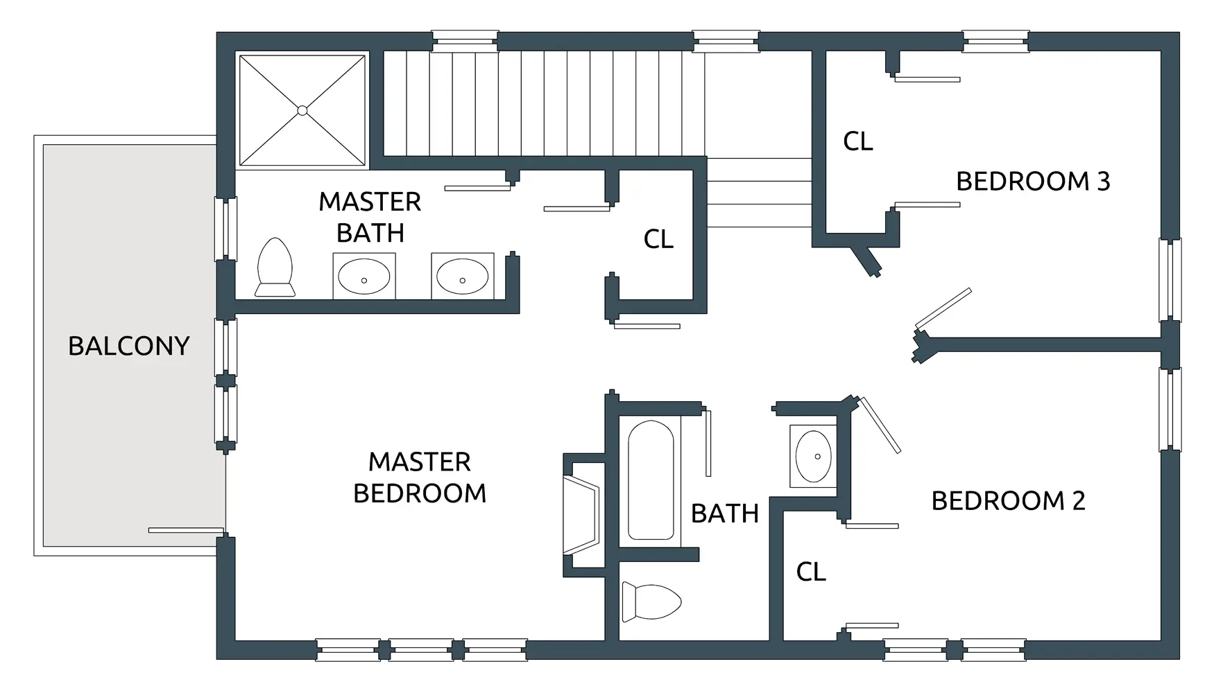 House Floor Plan with Three Bedrooms