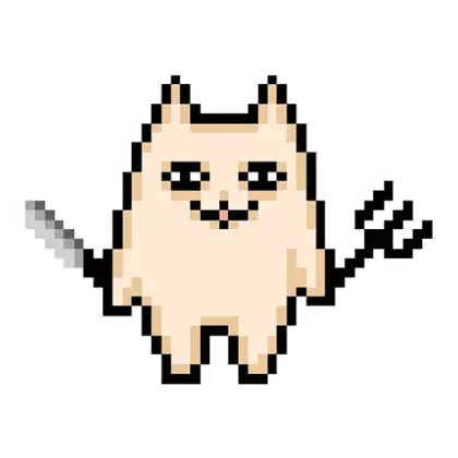 Pixel Art Devil Cat with Trident