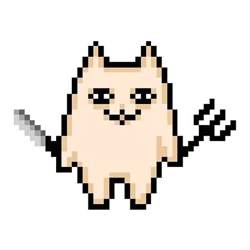 Pixel Art Devil Cat with Trident