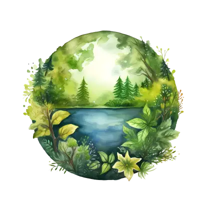 Beautiful Nature Scene with Lake and Forest