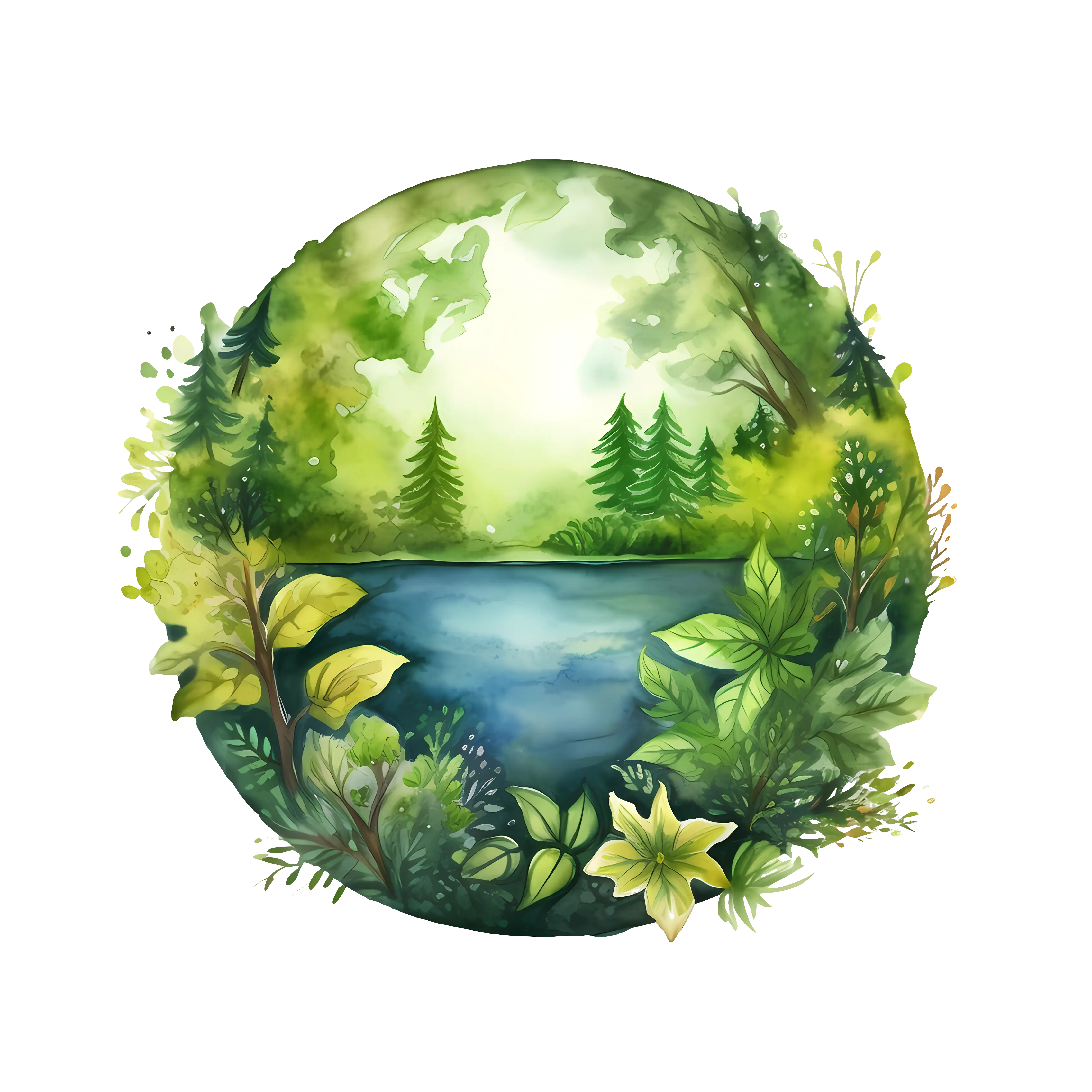 Beautiful Nature Scene with Lake and Forest