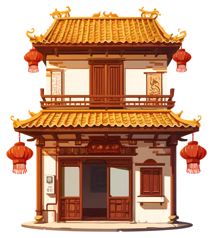 Traditional House with Lanterns