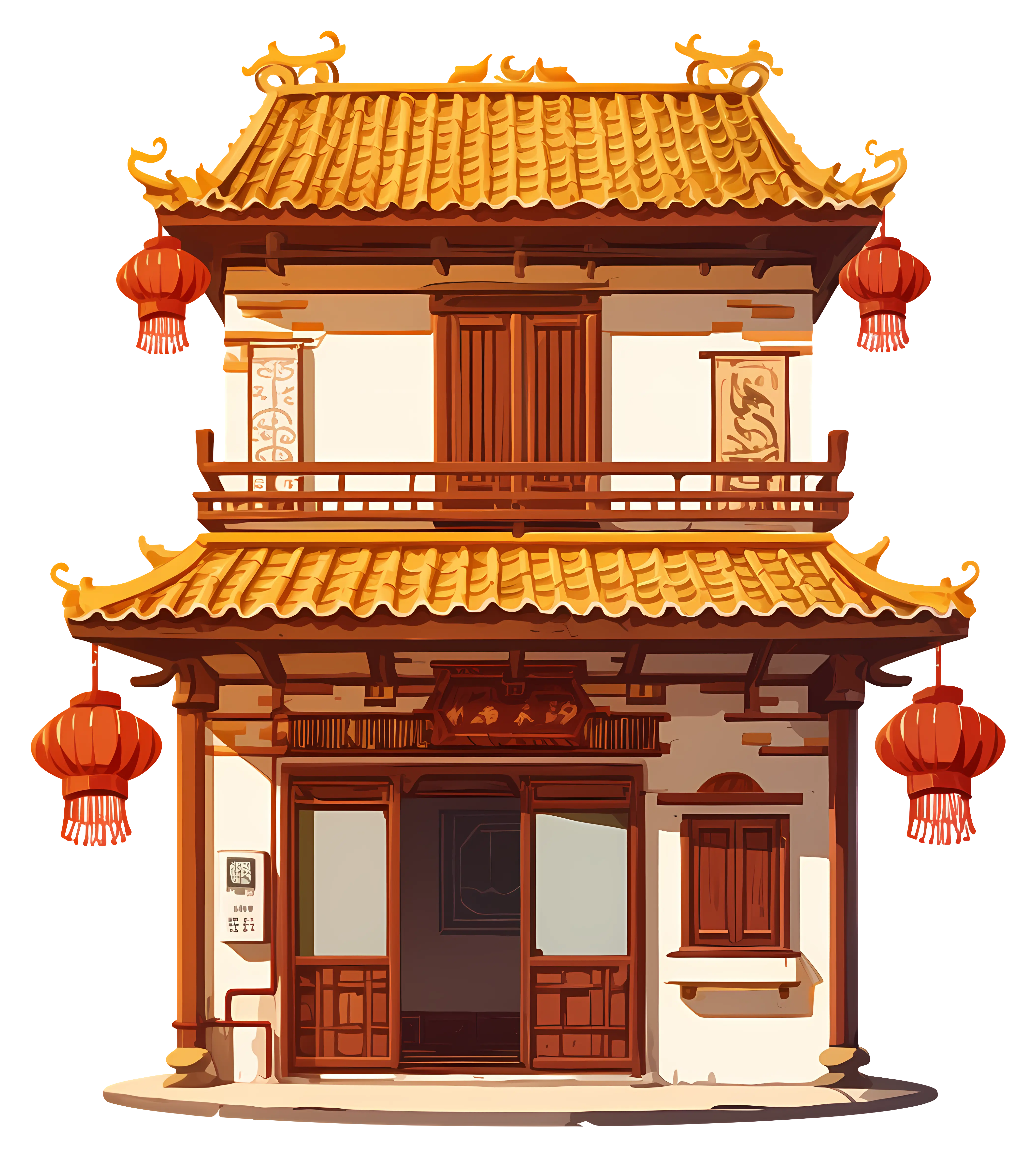Traditional House with Lanterns