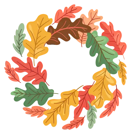 Circular Wreath of Vibrant Autumn Leaves
