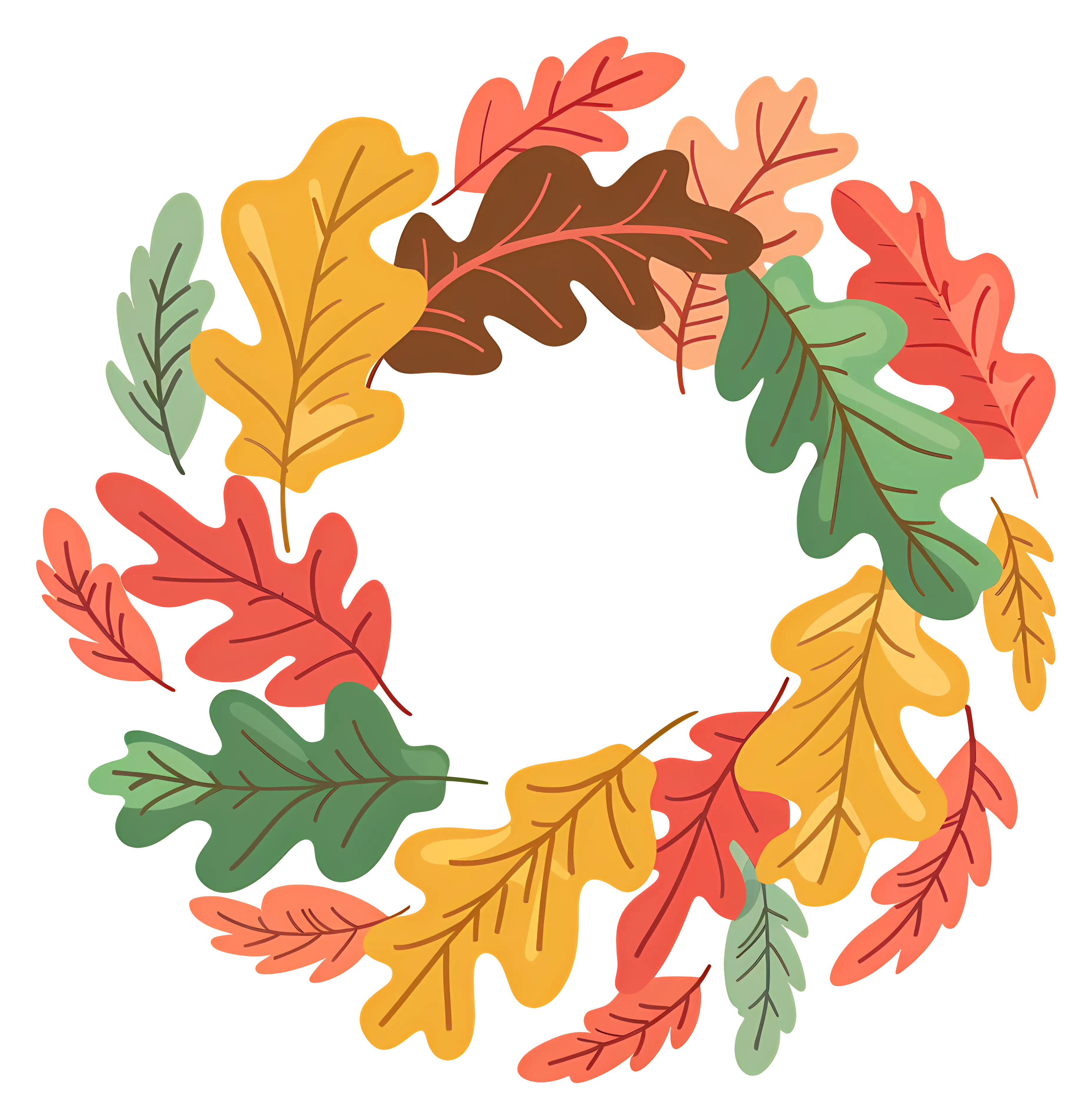 Circular Wreath of Vibrant Autumn Leaves