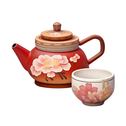 Floral Teapot and Cup Set