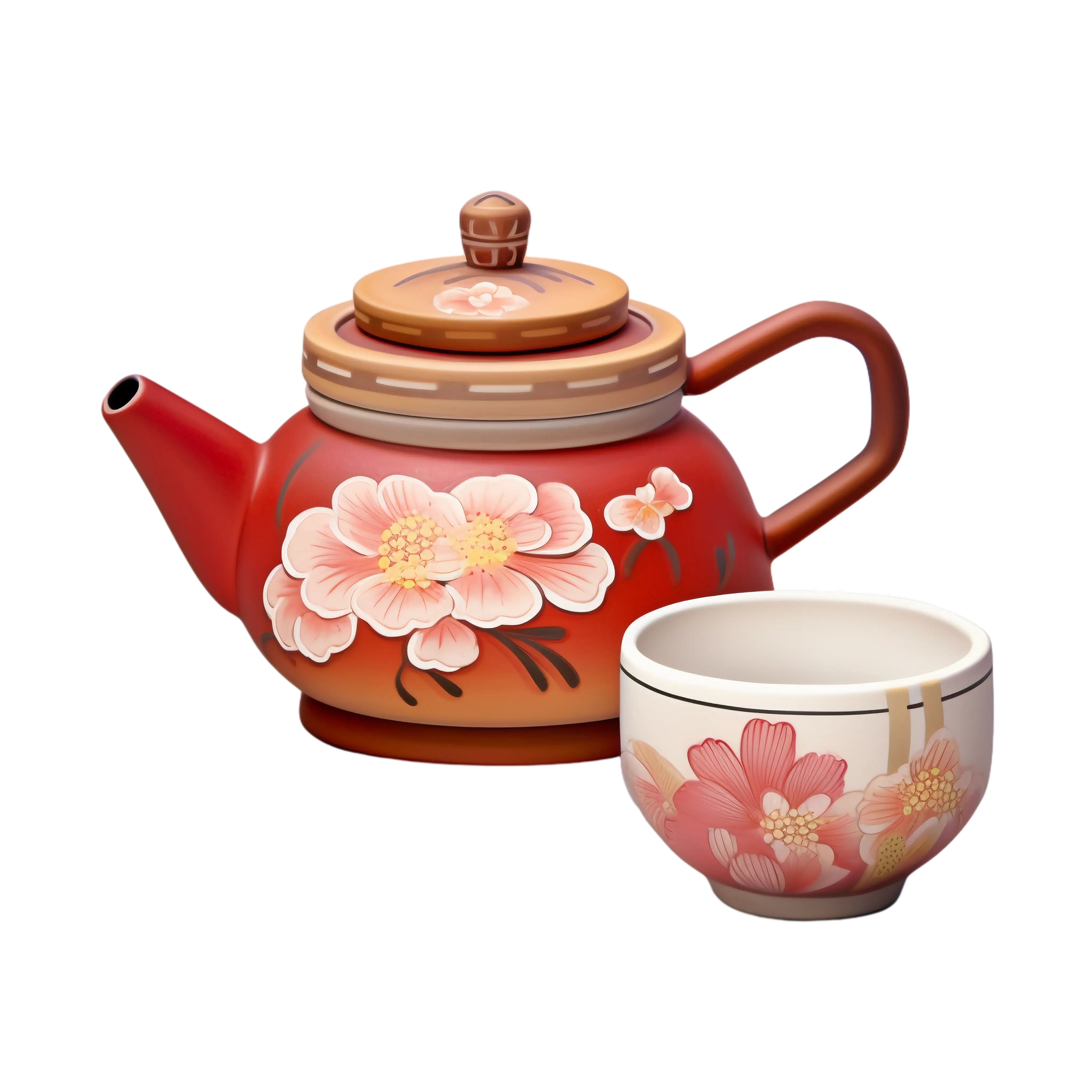 Floral Teapot and Cup Set