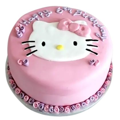 Pink Birthday Cake with Hello Kitty Decoration