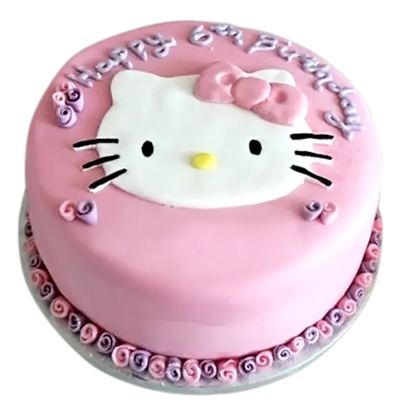 Pink Birthday Cake with Hello Kitty Decoration