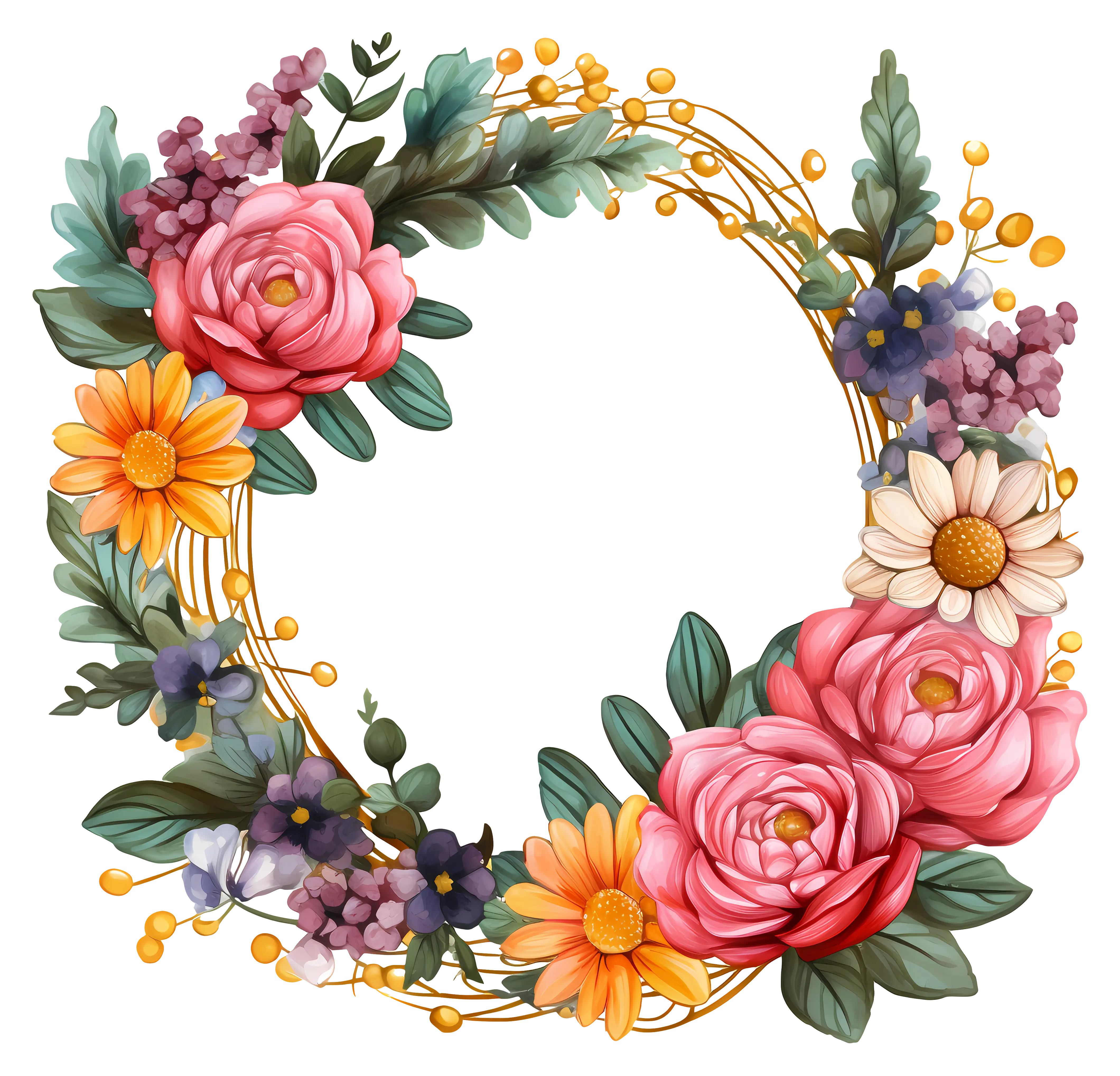 Elegant Flower Wreath with Roses