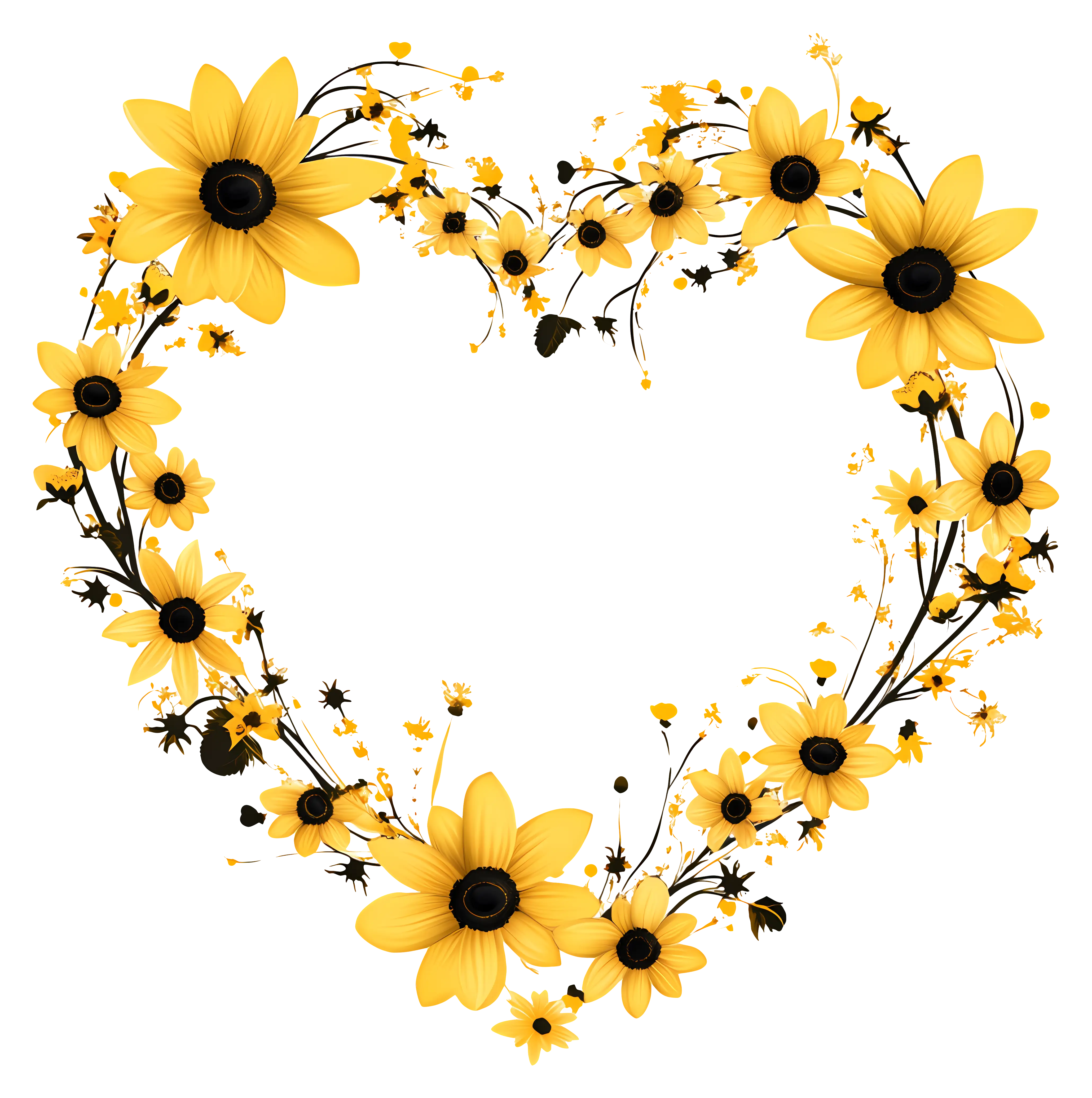 Yellow Flower Heart Arrangement