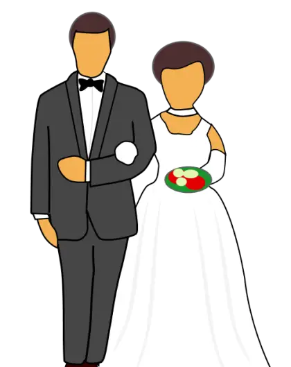 Illustration of Wedding Couple in Formal Attire