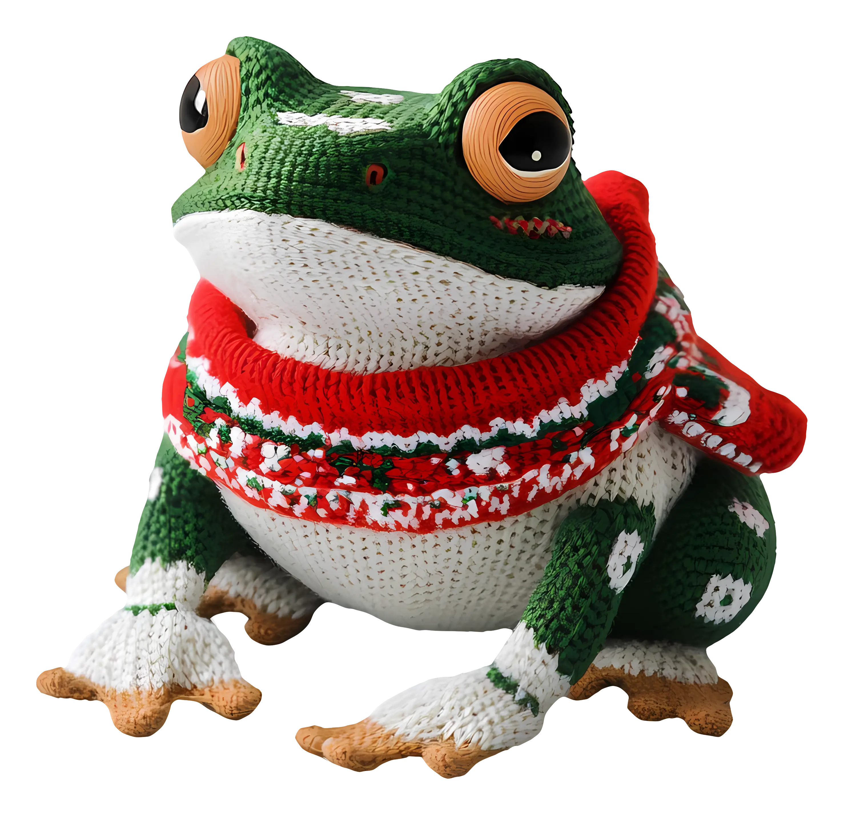 Knitted Frog in Christmas Sweater