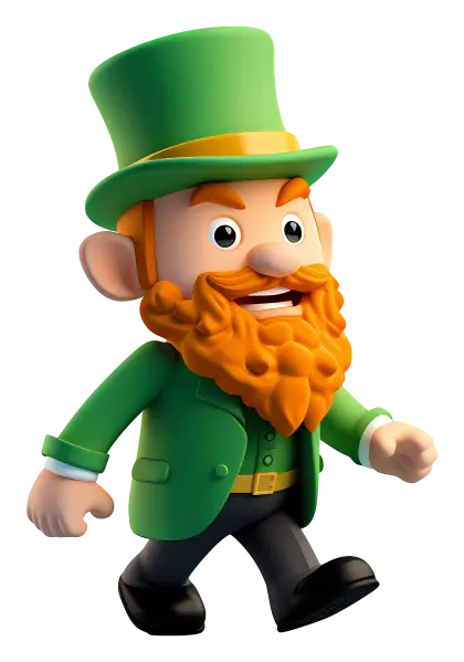 Cartoon Leprechaun in Green Suit and Hat