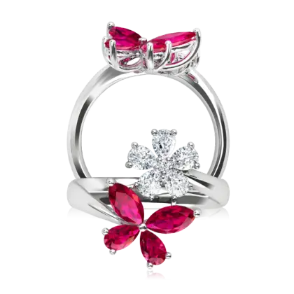 Elegant Silver Rings with Red Gemstones