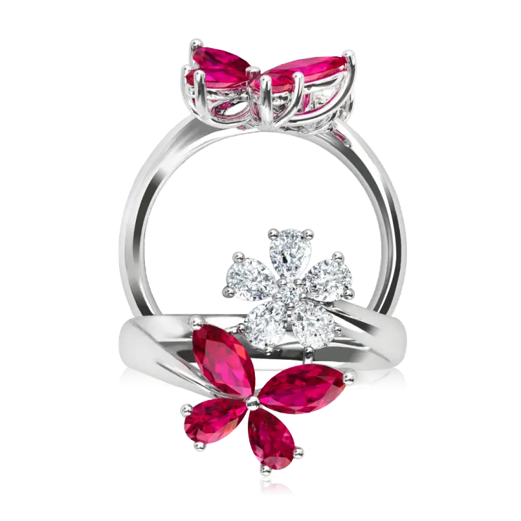 Elegant Silver Rings with Red Gemstones