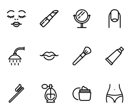 Collection of Beauty-Related Line Icons