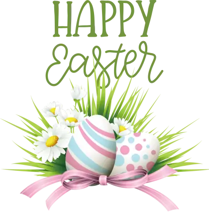 Happy Easter Eggs with Daisies