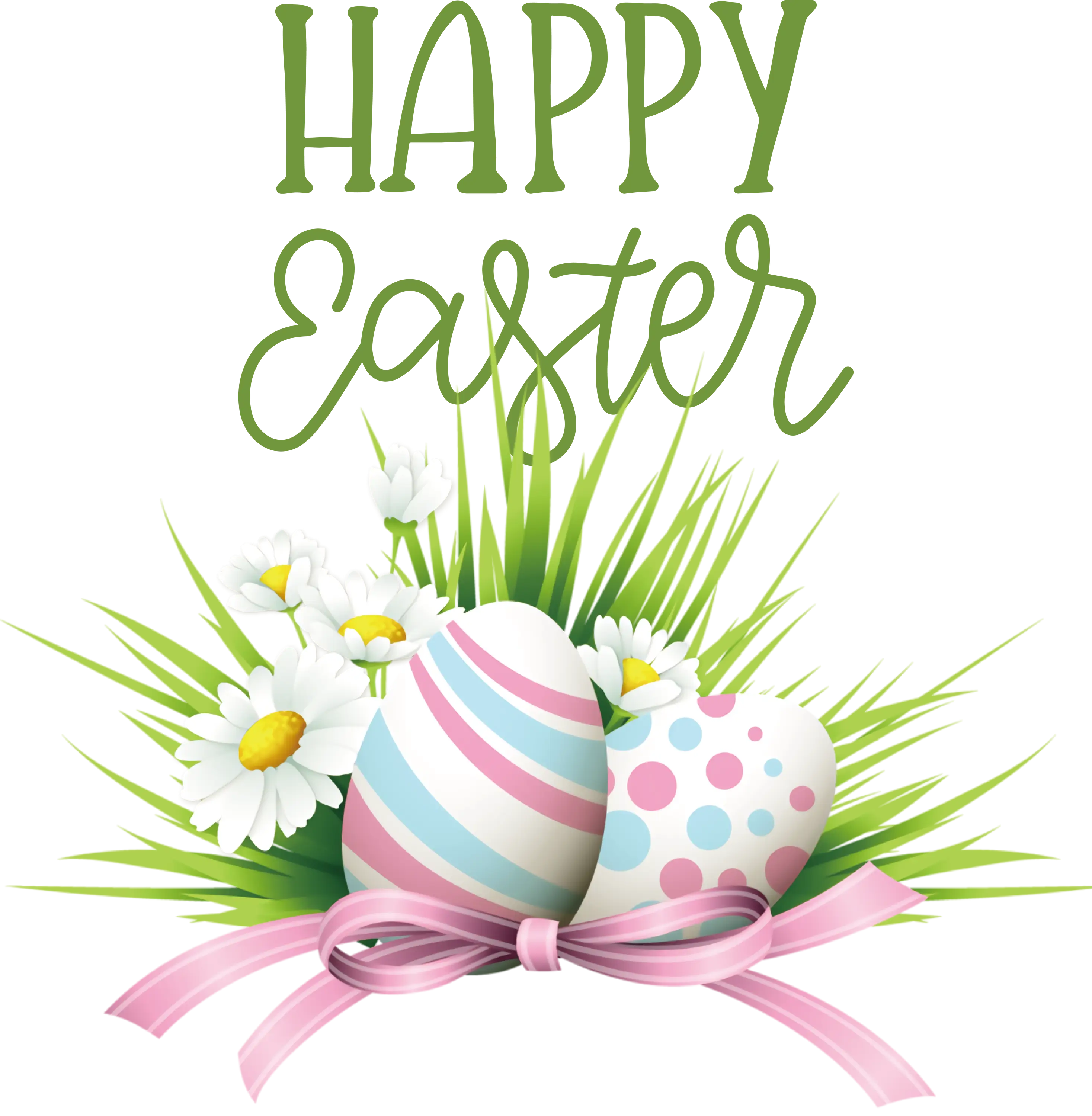 Happy Easter Eggs with Daisies