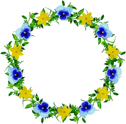 Floral Wreath with Blue and Yellow Flowers