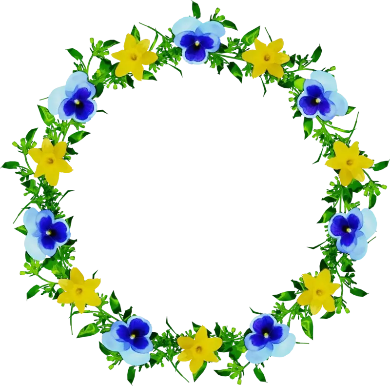 Floral Wreath with Blue and Yellow Flowers