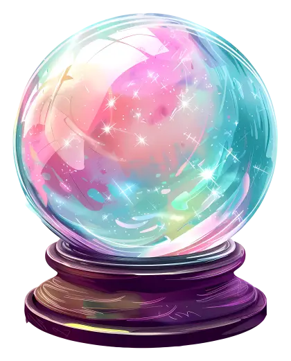 Whimsical Colorful Crystal Ball with Magical Glow