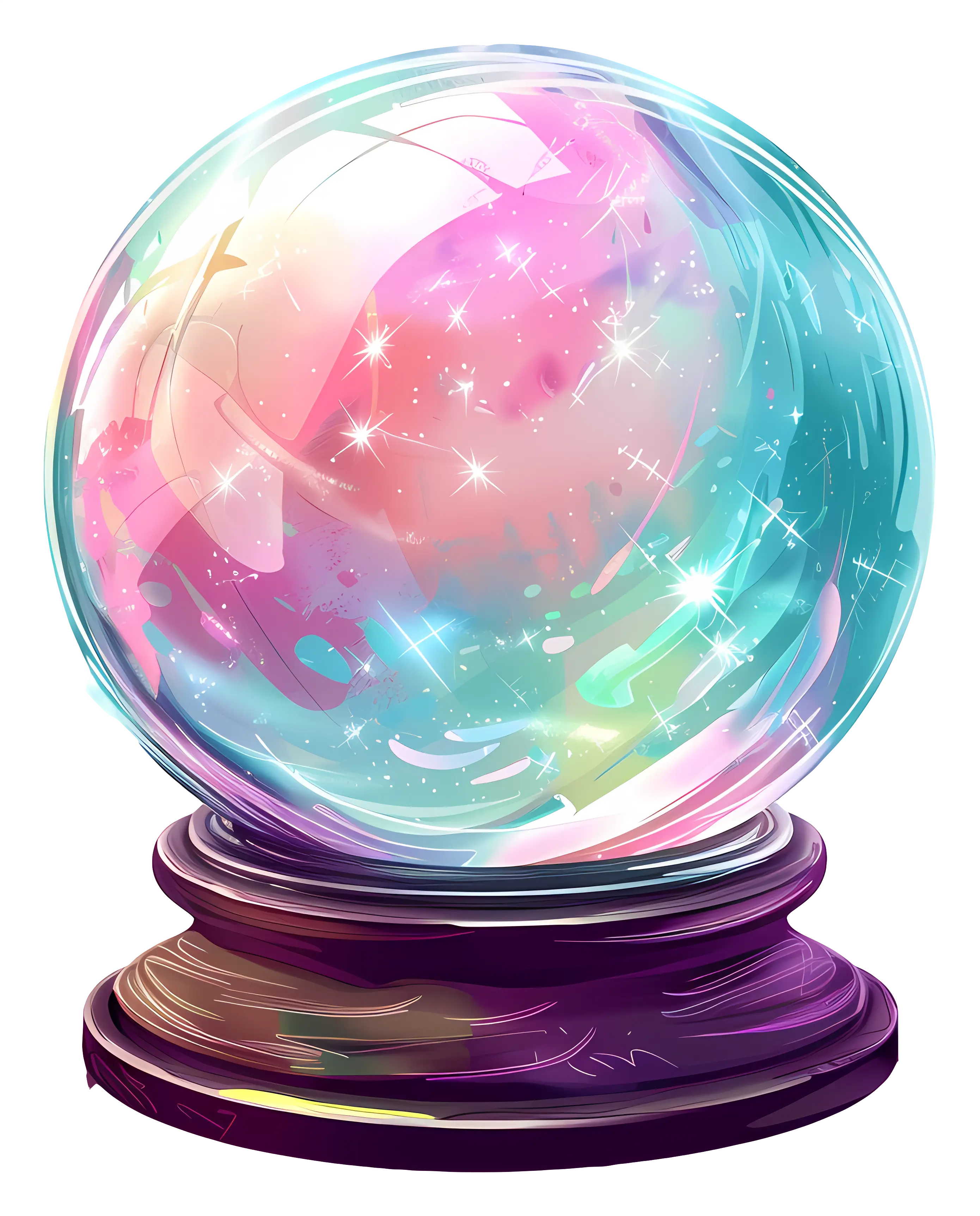 Whimsical Colorful Crystal Ball with Magical Glow