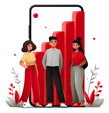 Team with Growth Graph Illustration