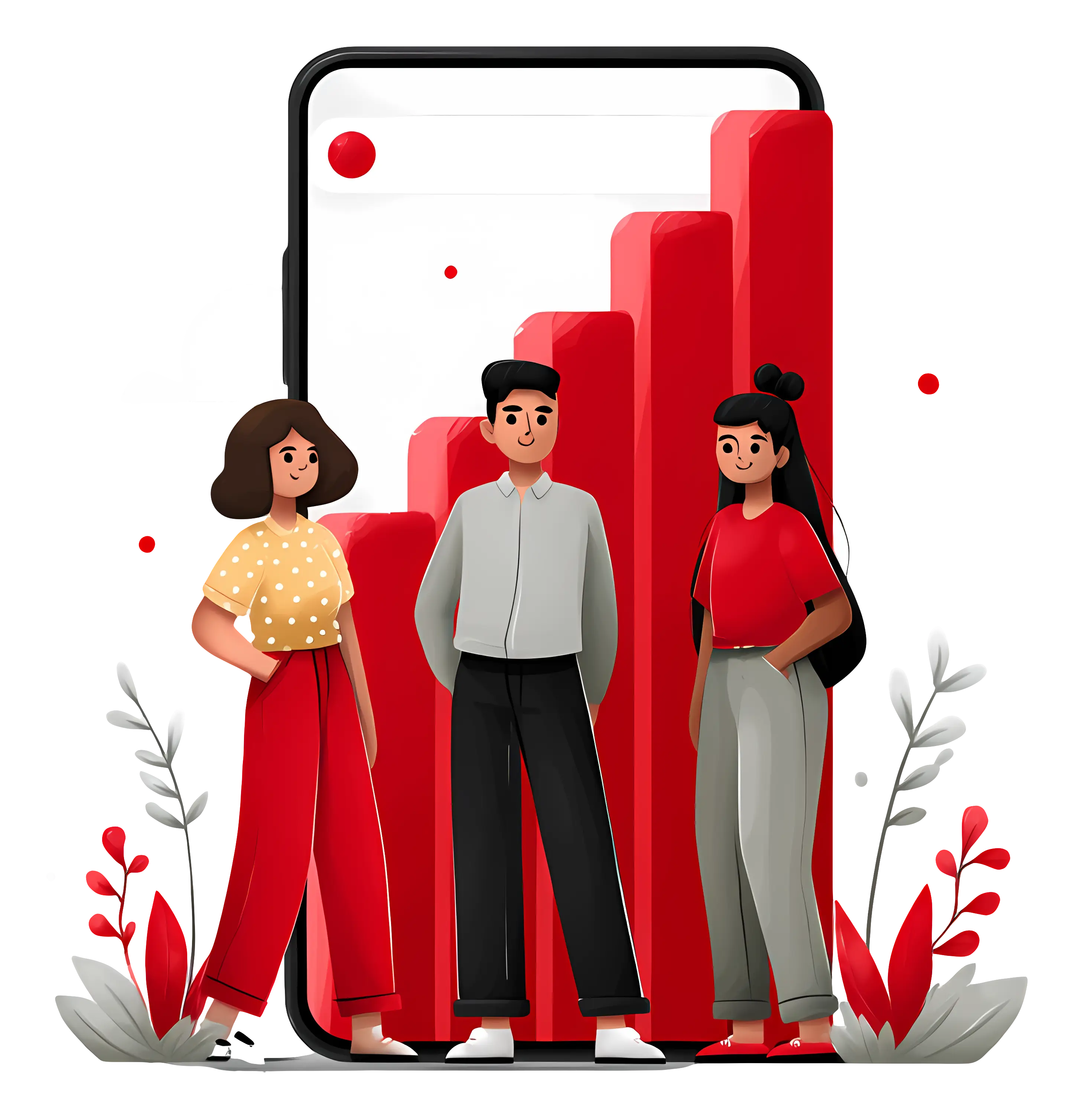 Team with Growth Graph Illustration