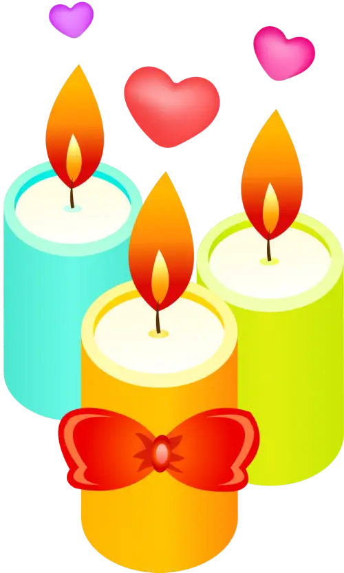 Colorful Romantic Candles with Hearts