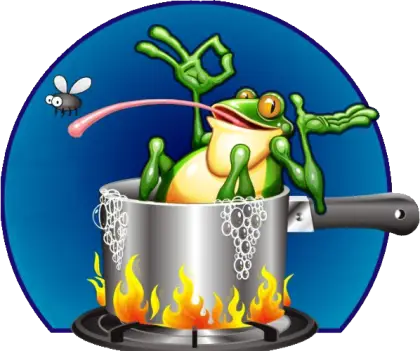 Cartoon Frog in Boiling Pot