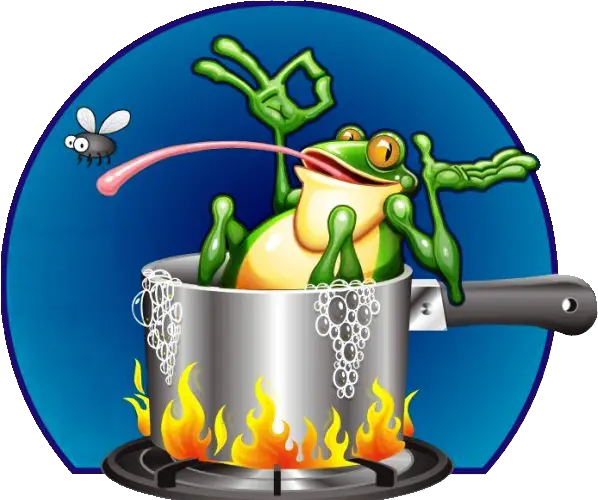 Cartoon Frog in Boiling Pot