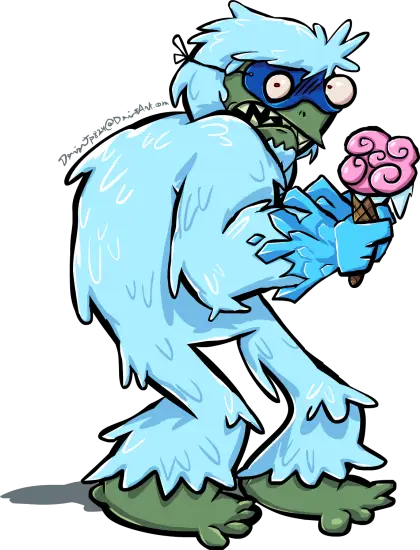 Cartoon Yeti Holding Ice Cream