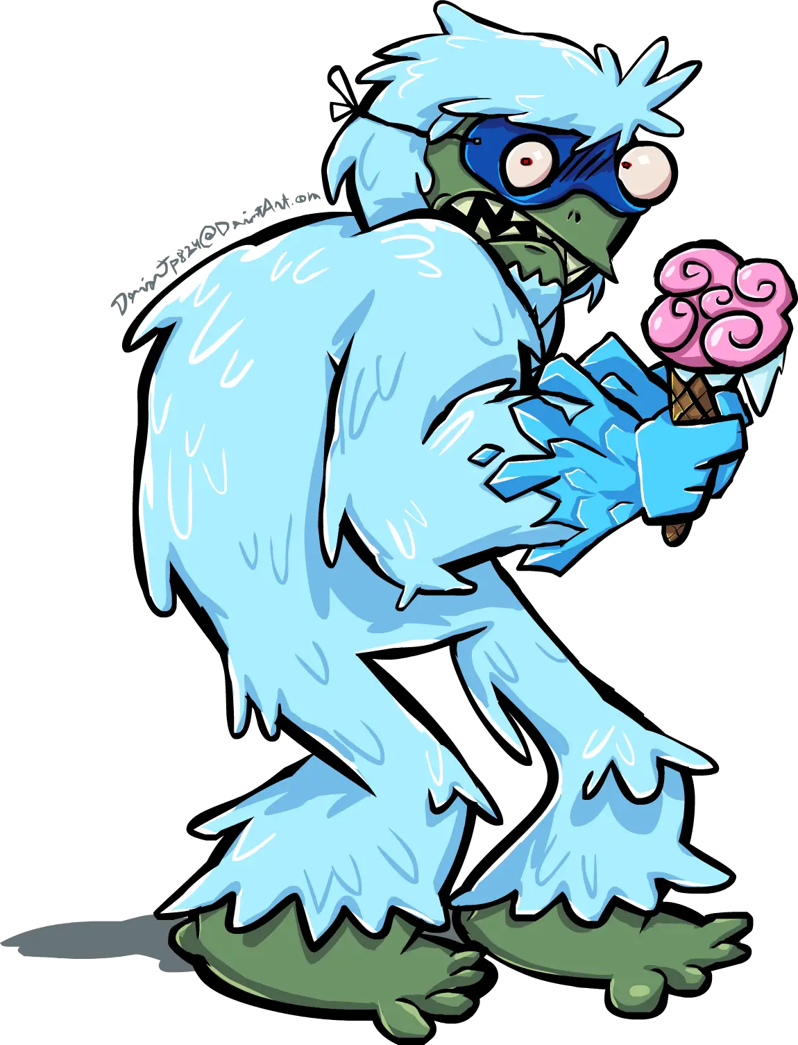 Cartoon Yeti Holding Ice Cream