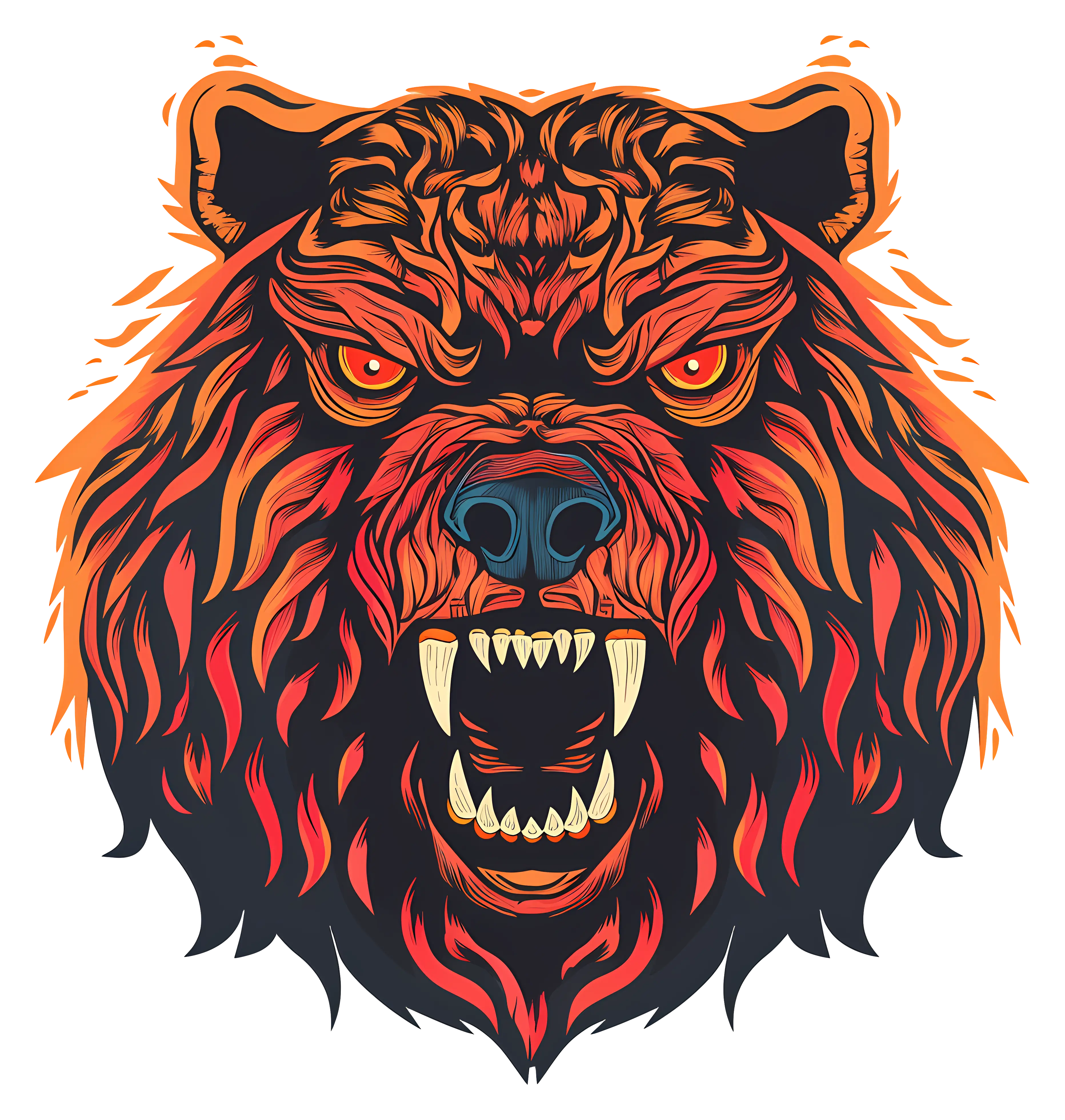 Fierce Bear Head Illustration